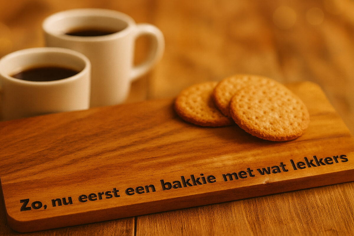 Koffieplank Nu eerst een bakkie sfeer Koffieplankje / Borrelplankje