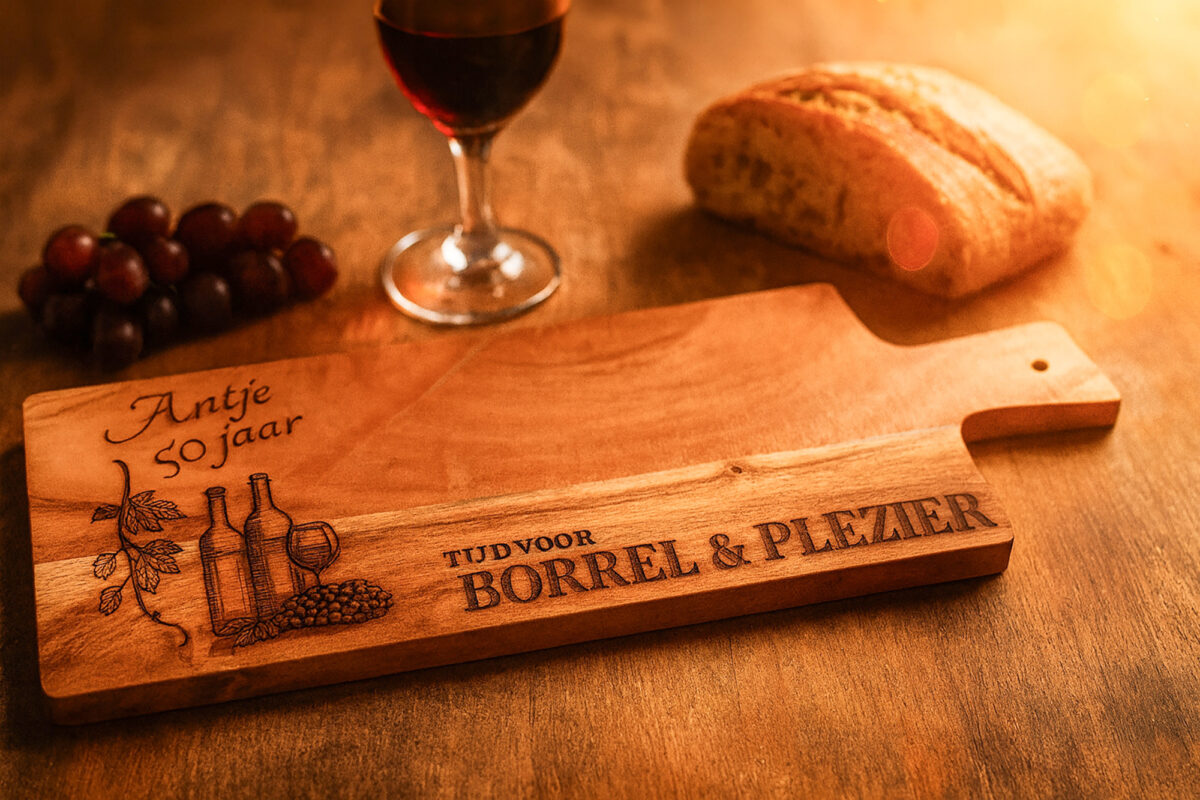 Snijplank tijd voor borrel en plezier Meesterbrander Robuuste snijplank