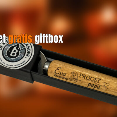 giftbox gratis Officieel Houten flessenopener met gravure en gratis Meesterbrander giftbox