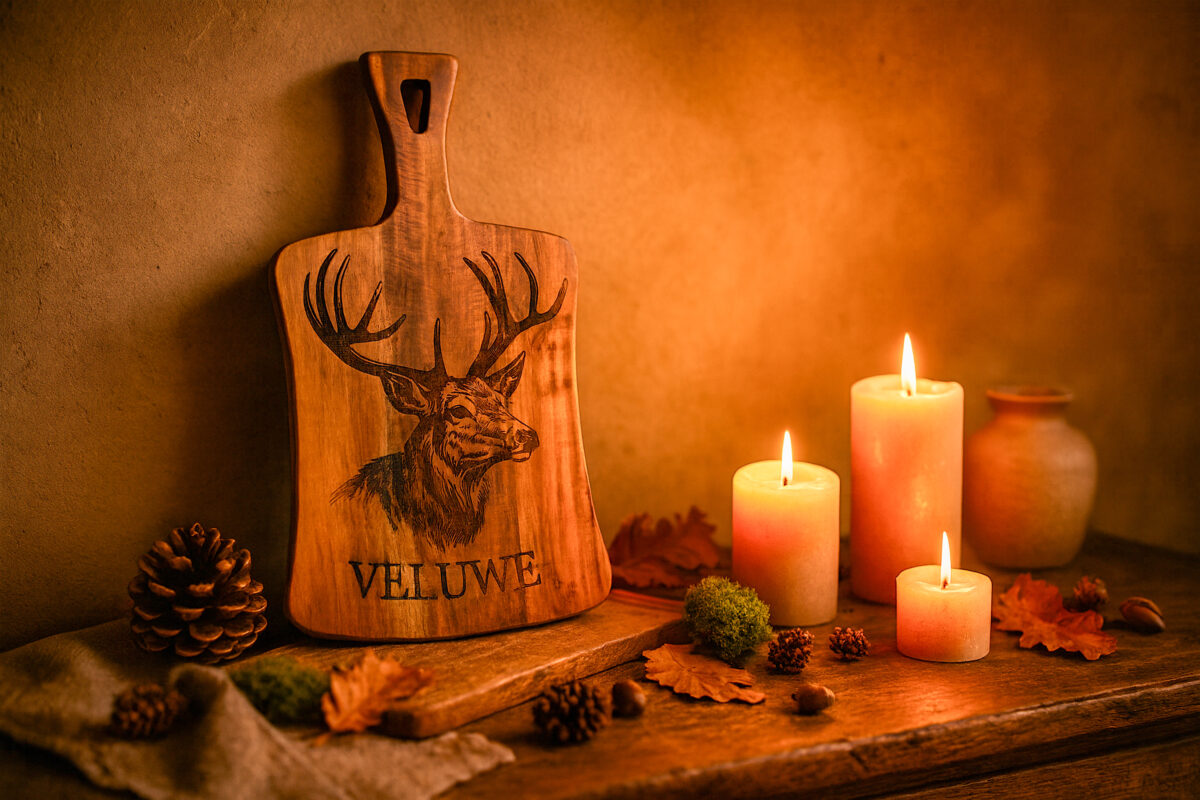 Decoratieplank Veluwe Wildlife โ Acacia Hout met Wildgravure hertโ 36x22cm De Brandmeester Decoratieplank ยท Veluwe Wildlife Edition