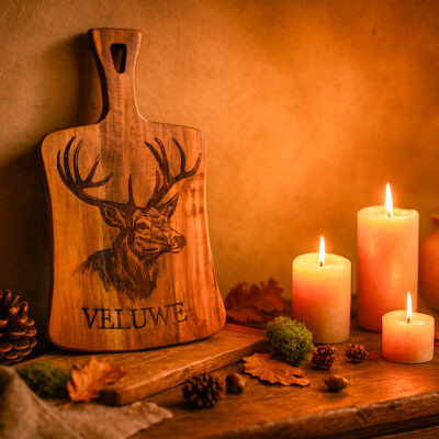 Decoratieplank Veluwe Wildlife โ Acacia Hout met Wildgravure hertโ 36x22cm De Brandmeester Decoratieplank ยท Veluwe Wildlife Edition