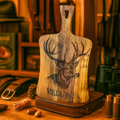 Decoratieplank Veluwe Wildlife โ Acacia Hout met Wildgravure hertโ 36x22cm De Brandmeester Decoratieplank Jacht ยท Veluwe Wildlife Edition