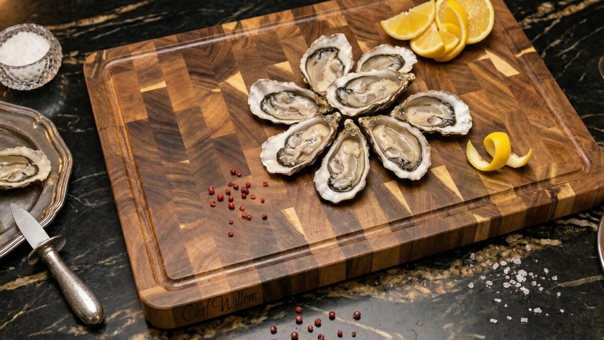 End-grain snijplank met handgreep en vochtgroef. En gratis gravure. Warme houtnerf, ambachtelijke afwerking, subtiele zijgravure – . Pure luxe