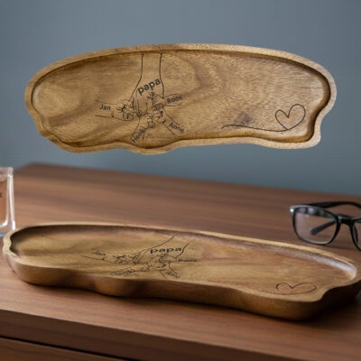 Houten schaaltje met gratis gravure, gepersonaliseerd cadeau voor papa, mama met de namen van de kinderen