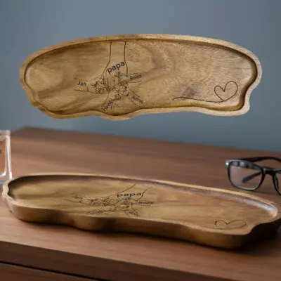 Houten schaaltje met gratis gravure, gepersonaliseerd cadeau voor papa, mama met de namen van de kinderen