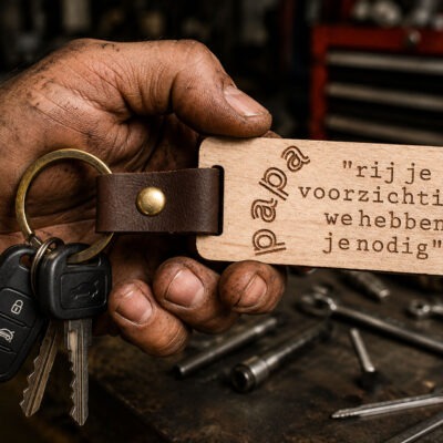 Sleutelhanger Papa met de namen van de kinderen